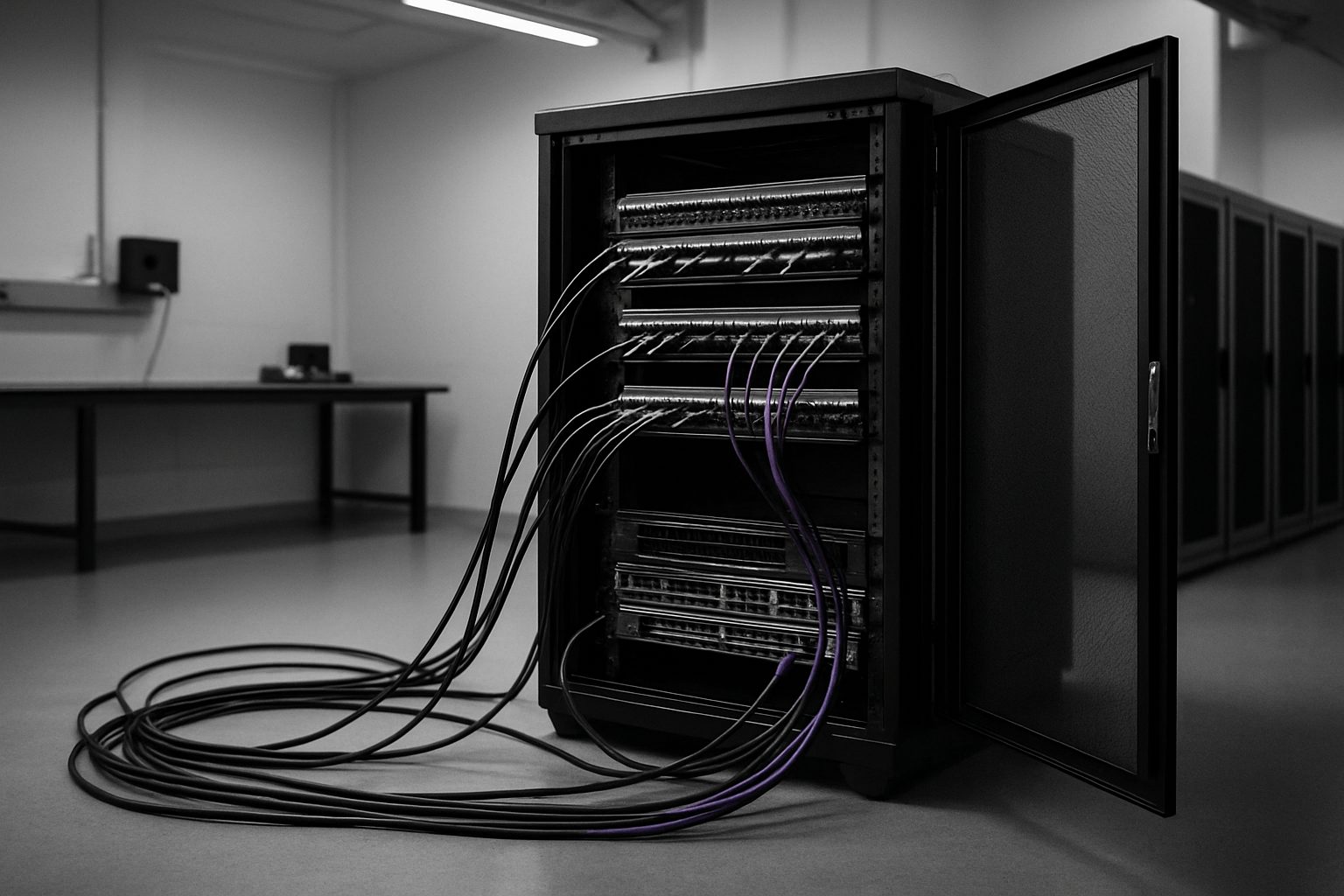 Open, unlocked cabling free to route out — your data is yours